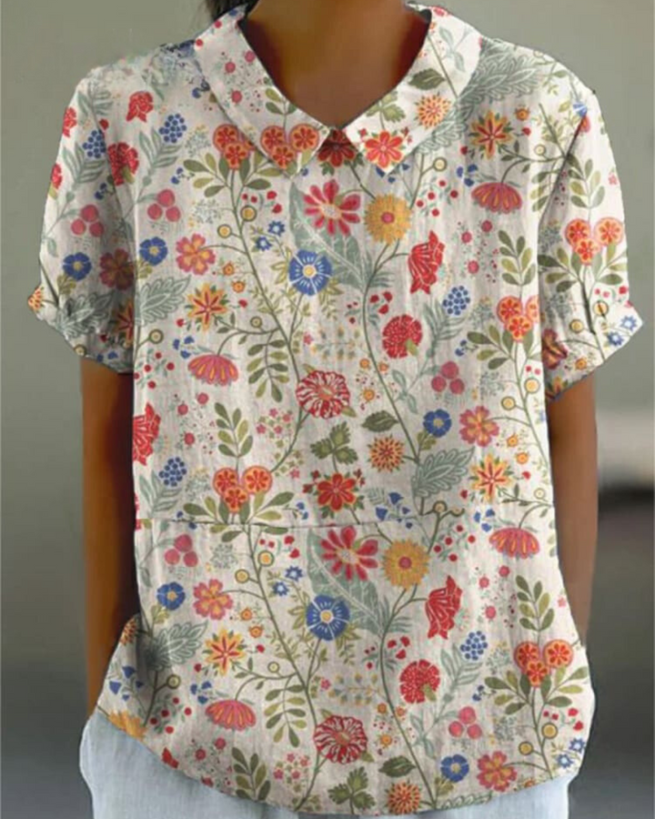 FLORYN™ - FLORAL COTTON-LINEN BLOUSE