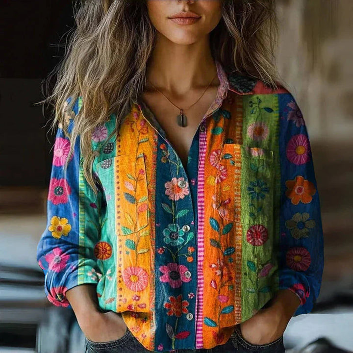 MONERA™ - VINTAGE PRINTED SPRING BLOUSE