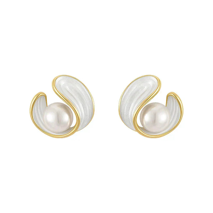 Luxury White Opal Earrings with Pearls Gold