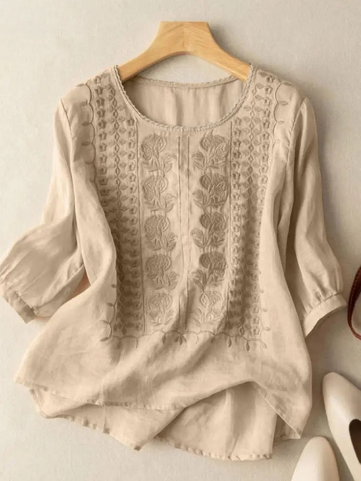 FLORENCE™ - EMBROIDERED COTTON BOHO BLOUSE (SMALL FIT)