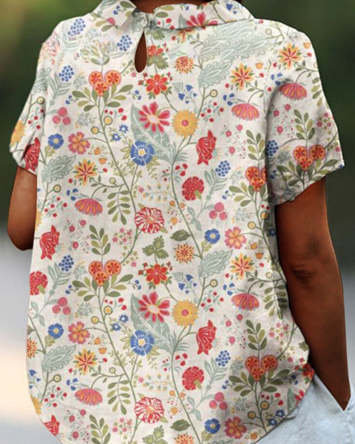 FLORYN™ - FLORAL COTTON-LINEN BLOUSE
