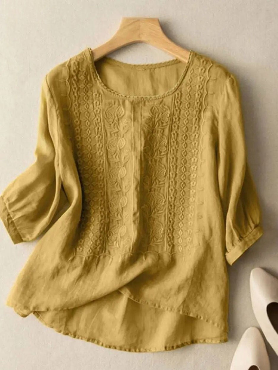 FLORENCE™ - EMBROIDERED COTTON BOHO BLOUSE (SMALL FIT)