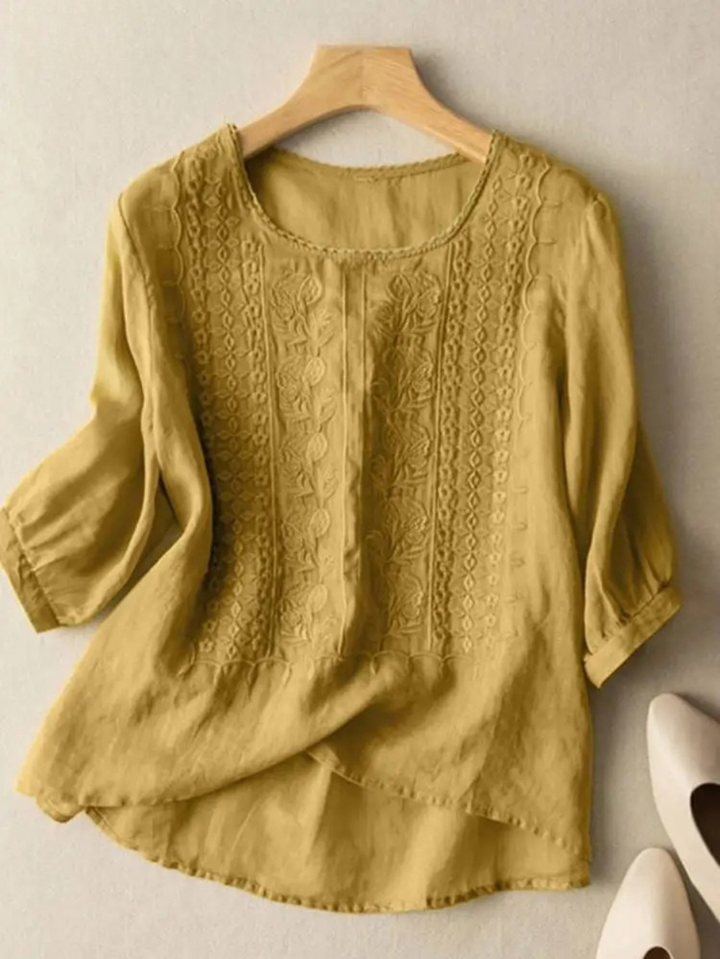FLORENCE™ - EMBROIDERED COTTON BOHO BLOUSE (SMALL FIT)