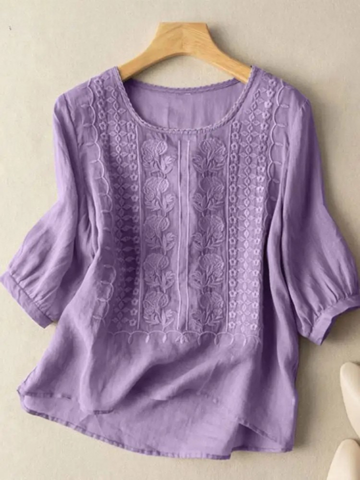 FLORENCE™ - EMBROIDERED COTTON BOHO BLOUSE (SMALL FIT)