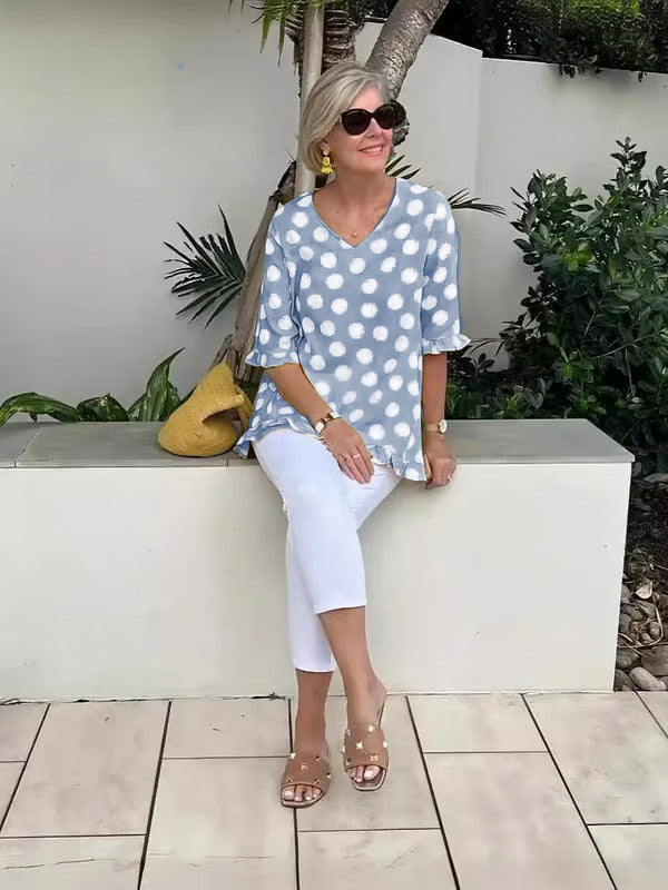 FREYA™ - CASUAL VINTAGE PRINTED TUMMY-COVER TOP