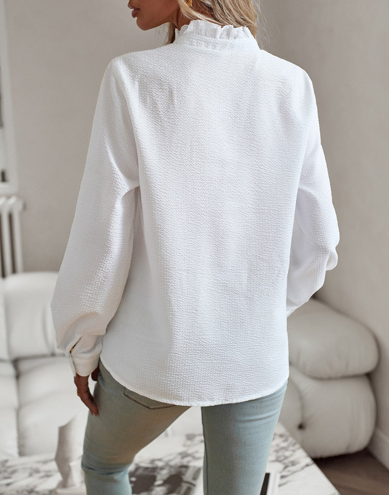 AURORA™ - RUFFLE LONG SLEEVE SHIRT