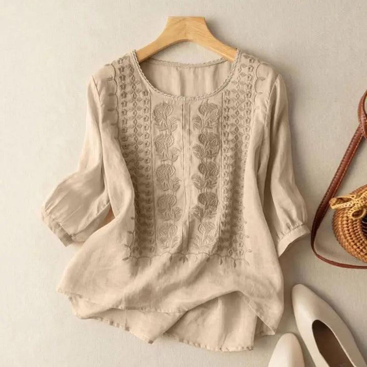 FLORENCE™ - EMBROIDERED COTTON BOHO BLOUSE (SMALL FIT)