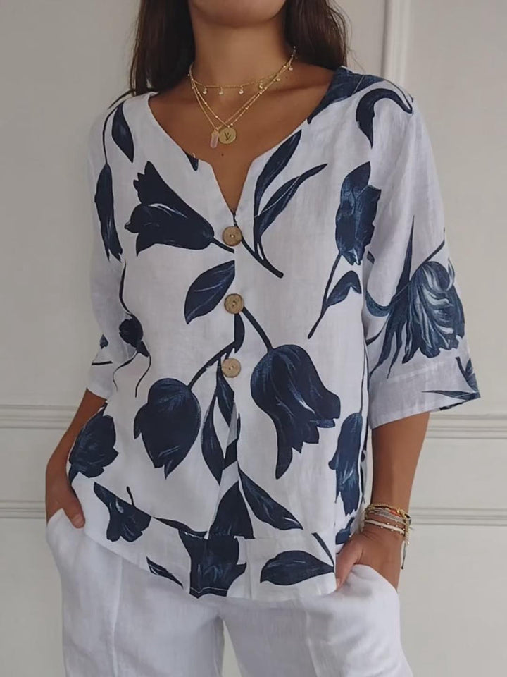 MAXINE™ - FLORAL BUTTON-UP BLOUSE