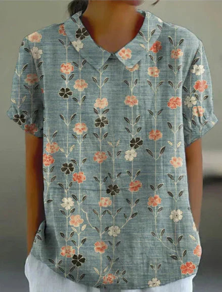 FLORYN™ - FLORAL COTTON-LINEN BLOUSE