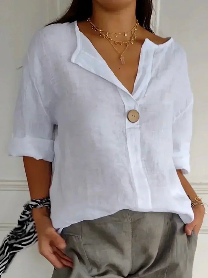 JANELLE™ - CASUAL V-NECK TUMMY-COVER BLOUSE