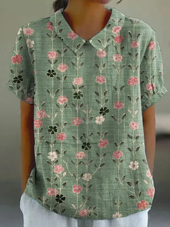 FLORYN™ - FLORAL COTTON-LINEN BLOUSE