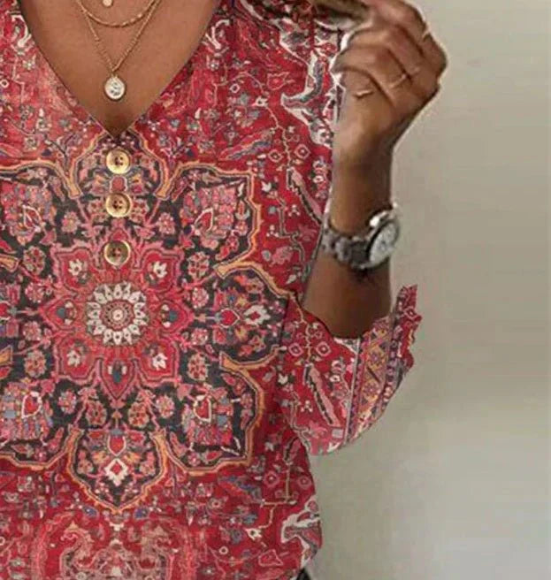 ARABELLA™ - ED PRINT V-NECK TOP