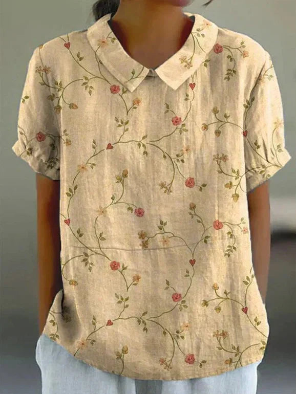 FLORYN™ - FLORAL COTTON-LINEN BLOUSE