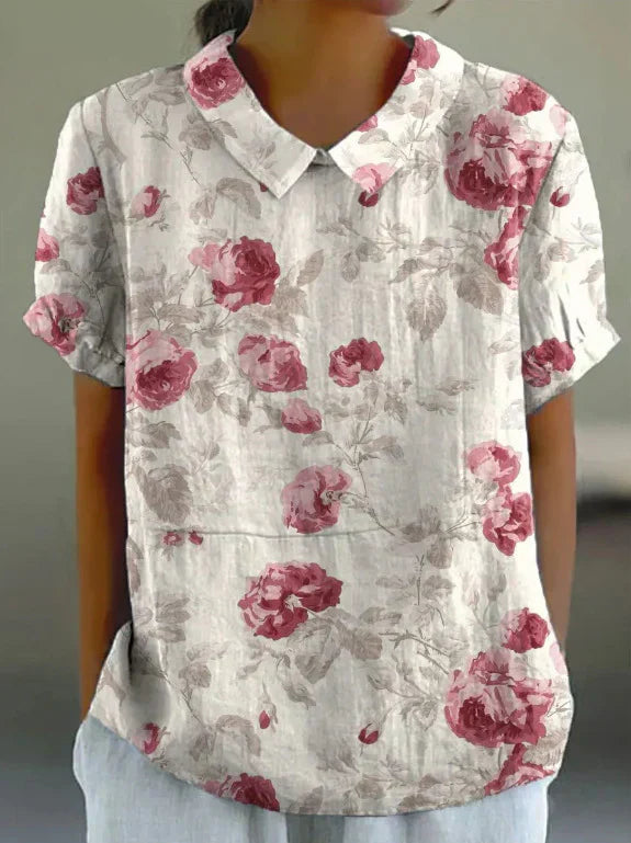 FLORYN™ - FLORAL COTTON-LINEN BLOUSE