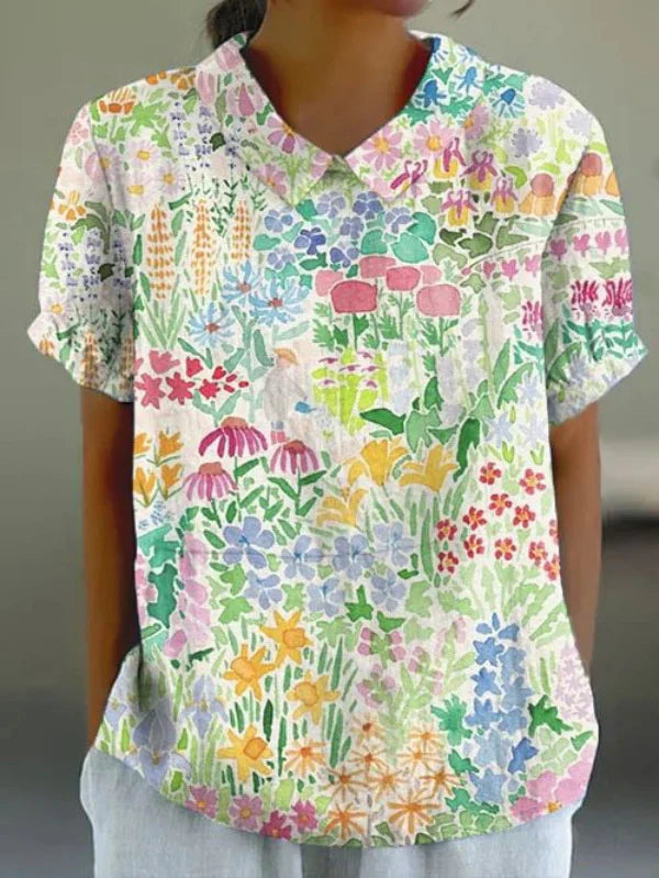 FLORYN™ - FLORAL COTTON-LINEN BLOUSE